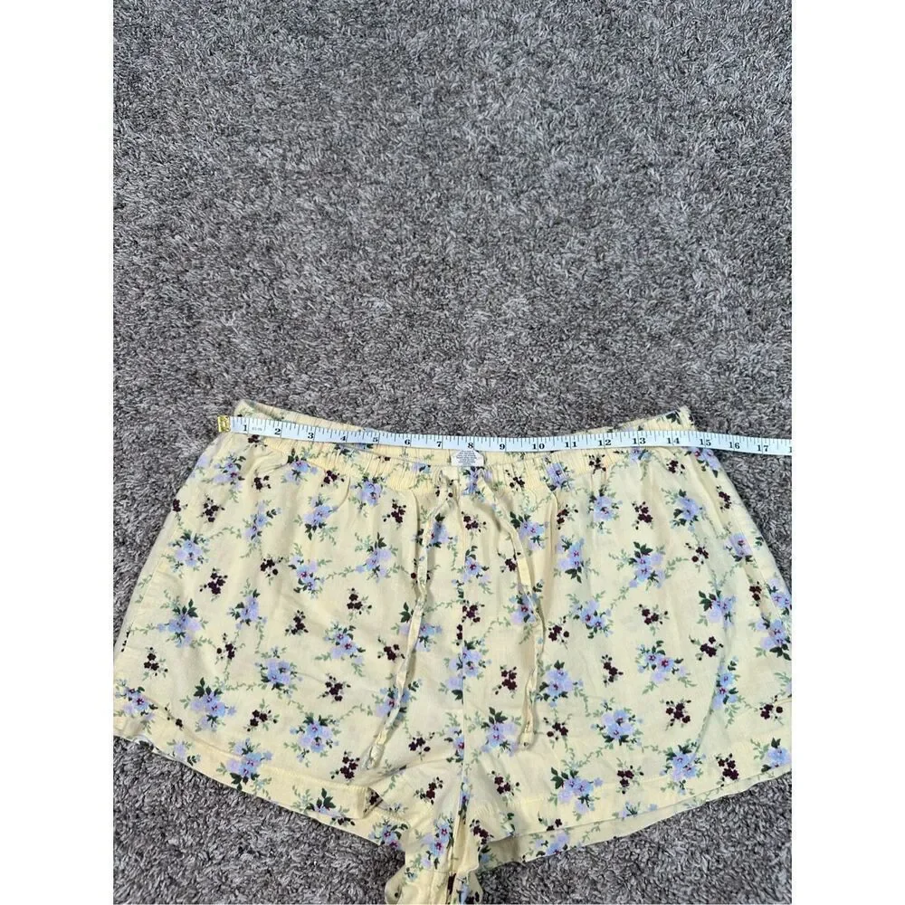 vintage y2k american eagle pj loungewear shorts yellow floral cotton S coquette